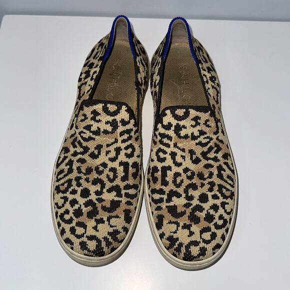 Rothy's Womens The Slip On Sneaker Camo Cat Size 7.5 Leopard Print Tan Casual - Picture 1 of 8
